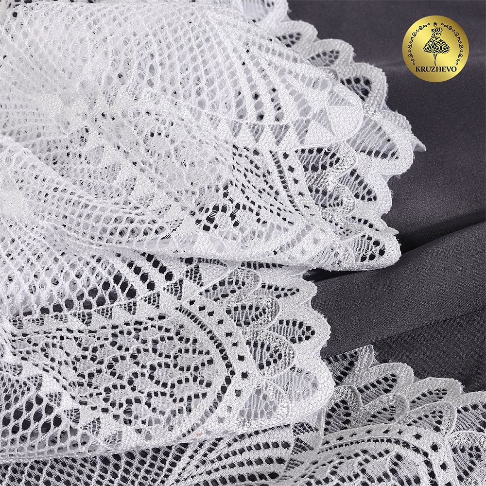 Кружево бельевое эластичное 190 мм / 25 м, 30200, цв.001 белый, Kruzhevo
