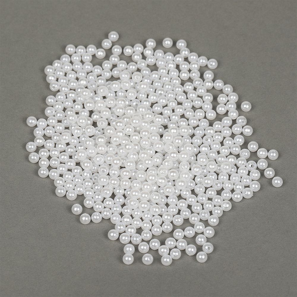 Бусины пластик (перламутр) ⌀6 мм, цв.033 белоснежный уп.50г (483 шт), Magic4Hobby