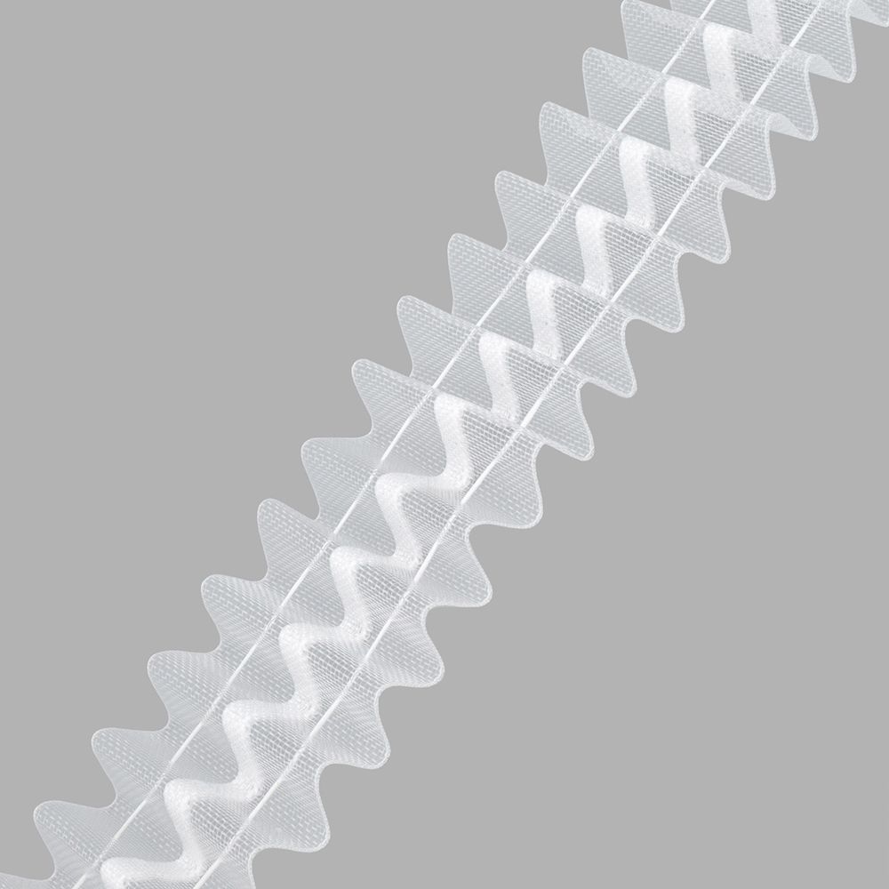 Лента (тесьма) шторная: сборка параллельная (нефиксированная) 40 мм / 10 метров, (1 ряд петель, 2 шнура), прозрачный, 401-О