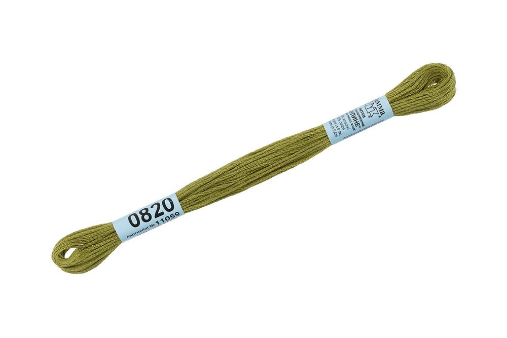 Мулине Gamma 100% хлопок, цв.0820 хаки, 24 мотка по 8 метров