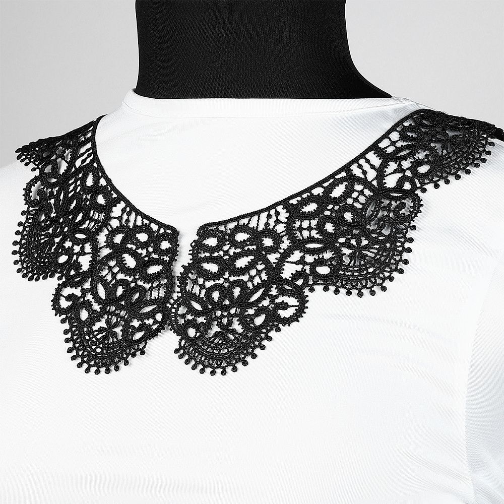 Накладной кружевной воротник 19х27 см, TTR.12141, цв.черный, 1 шт