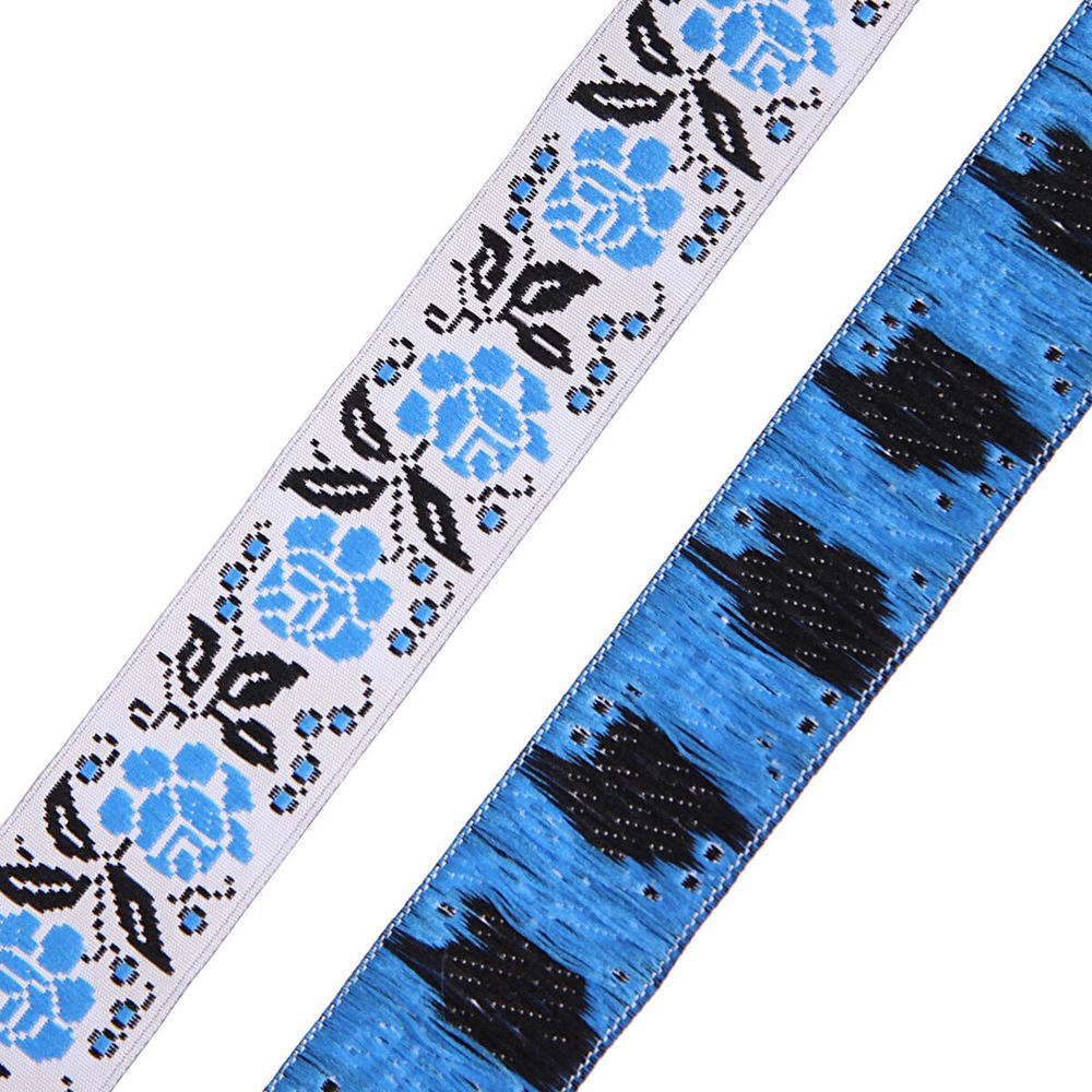 Лента (тесьма) жаккардовая 25.0 мм / 10±0.5 метров, Розы, 25987 синий