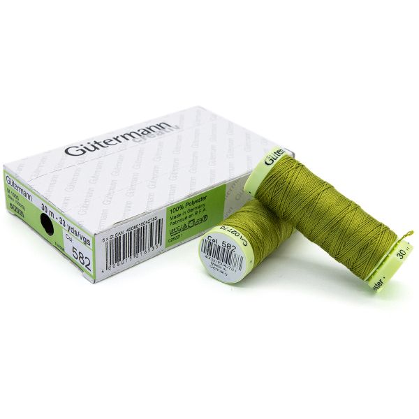 Нитки отделочные Gutermann Top Stitch, 30м, 582 зеленая горчица, 5 катушек
