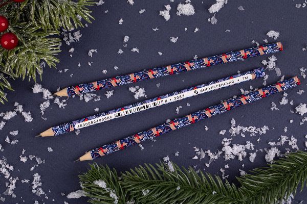 Карандаш чернографитный круглый заточенный ТМ (HB) 12 шт, 3087 Зимний олень, ВКФ PR-12Д