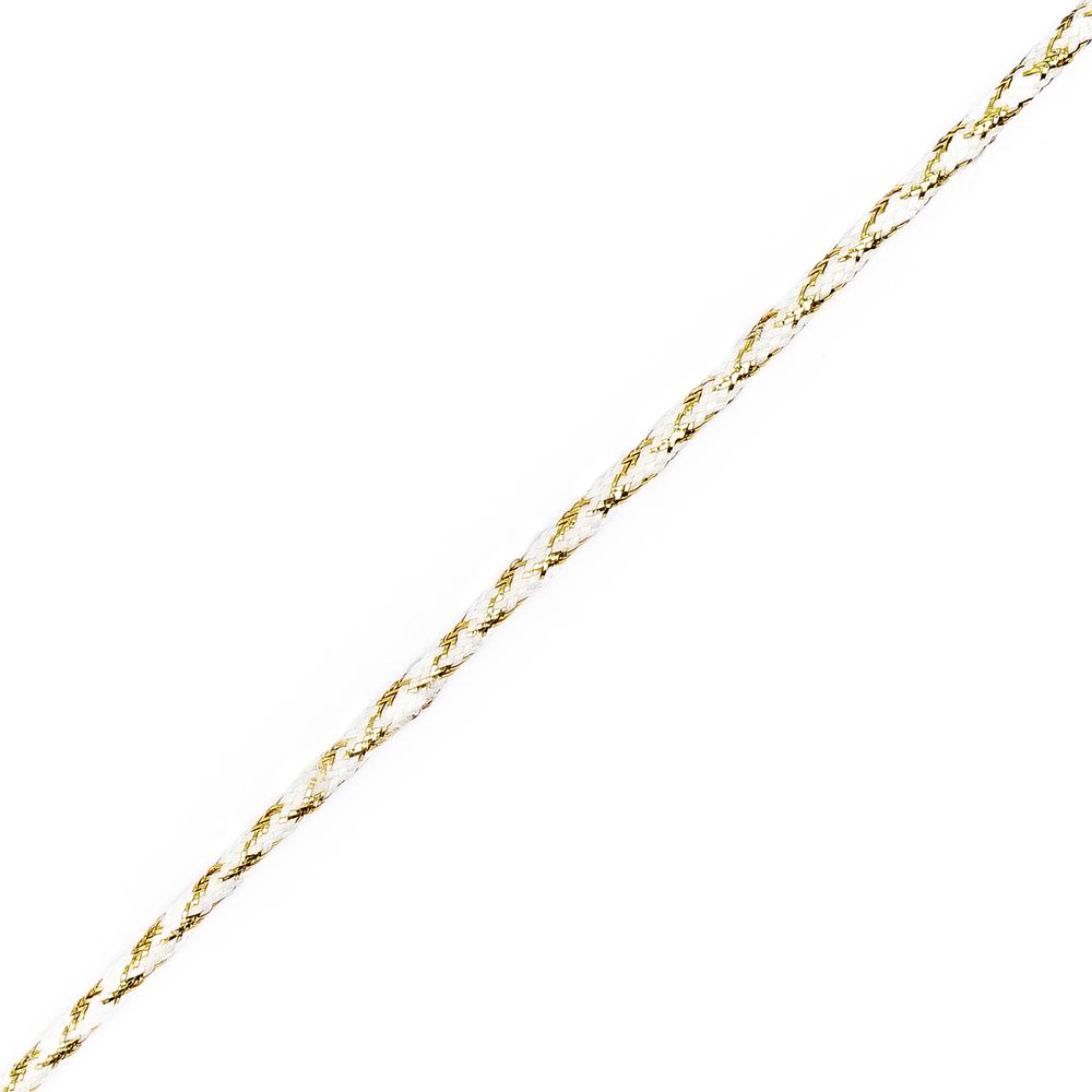 Шнур отделочный плетеный ⌀4.0 мм / 30 метров, белый/золото, С953Г7
