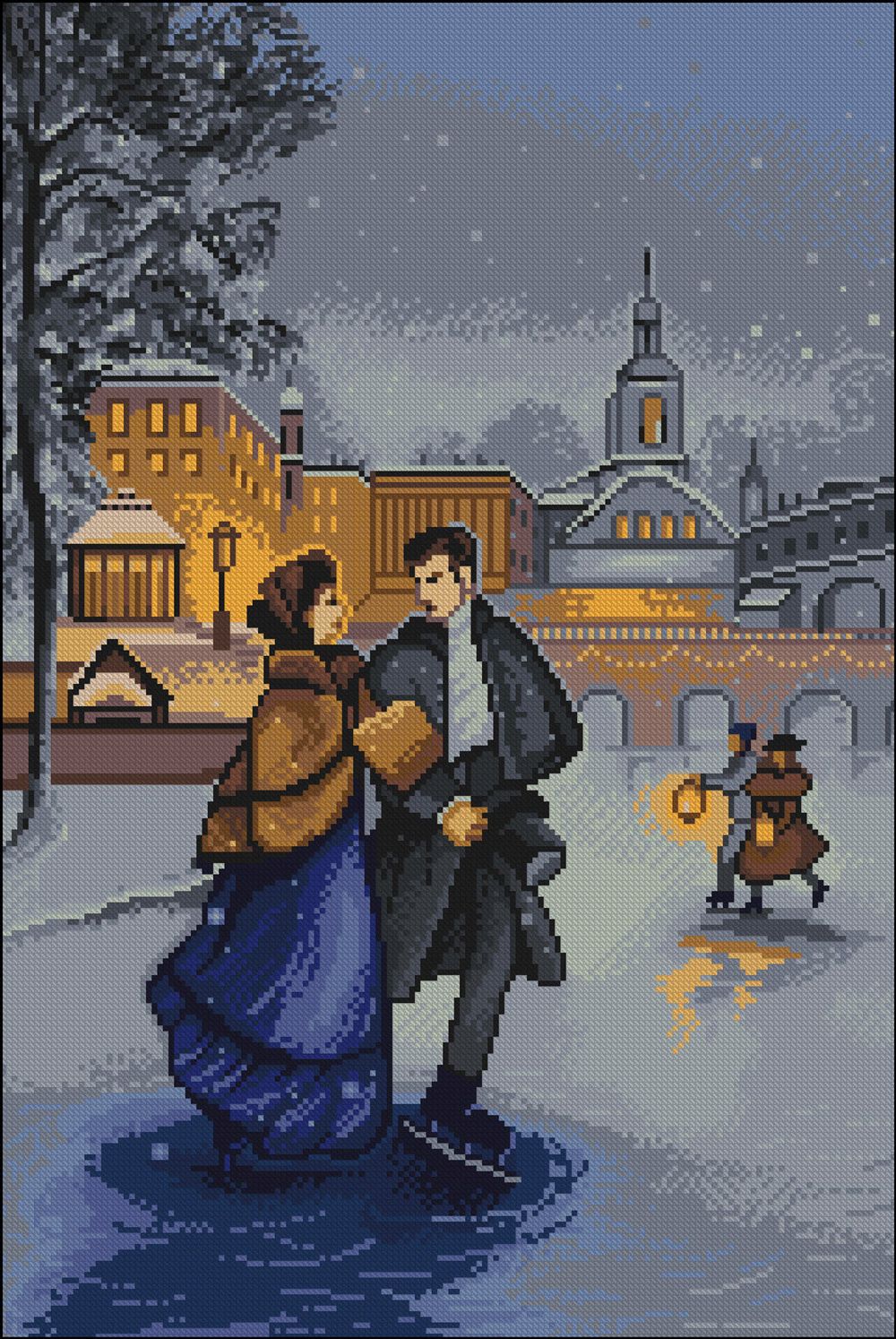 Алмазная (кристальная) мозаика Фрея, На катке 40х60 см