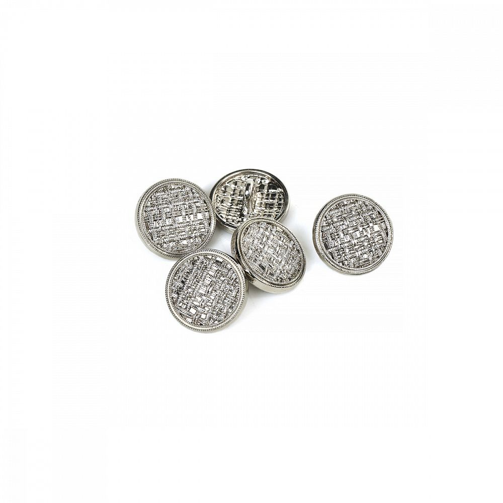 Пуговицы на ножке металлические 24L=15мм, С-MP06 цв.серебро, 5 шт