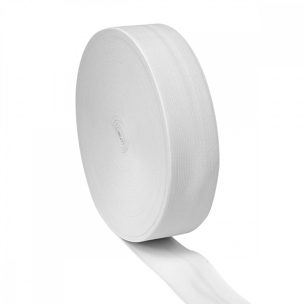 Резинка вязаная 50.0 мм / 40 метров, стандартная 3.9-4.3 г/п.м., белый