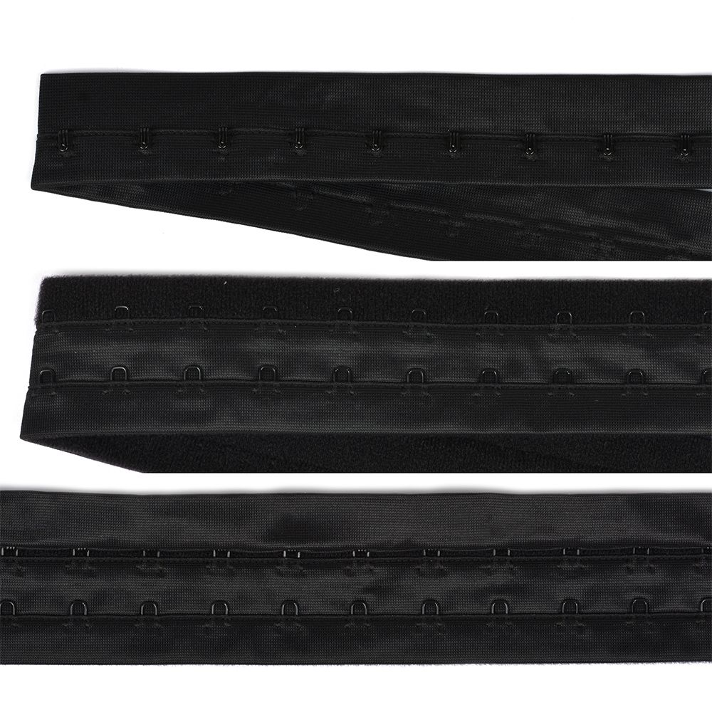 Застежки для бюстгальтера на ленте (2 ряда) 40 мм, 5 м, 01 черный