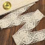 Кружево вязаное (тесьма) 45 мм / 10м, D1004 цв.02 молочный, Kruzhevo