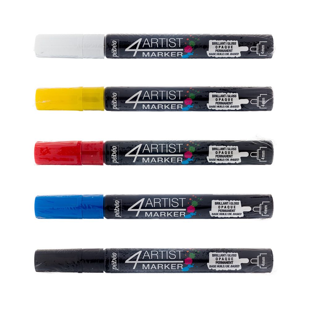 Набор маркеров художественных Pebeo 4artist Marker на масляной основе 4 мм, 5 цв. перо круглое, 580891 базовый