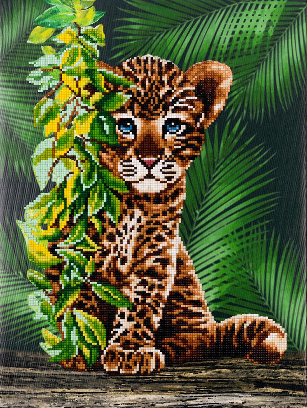 Алмазная (кристальная) мозаика Фрея, на подрамнике Малыш Леопард, 30х40 см