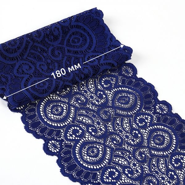 Кружево бельевое эластичное 180 мм / 3 м, TBY.L1351, цв.L1832 синий, Kruzhevo
