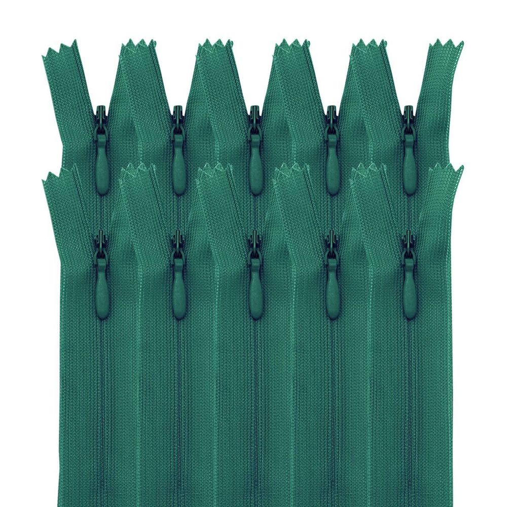 Молния потайная (скрытая) Т3 (3 мм) 1 зам., н/раз., 50 см, зеленый нейлон, 31330 / 50, 10 шт