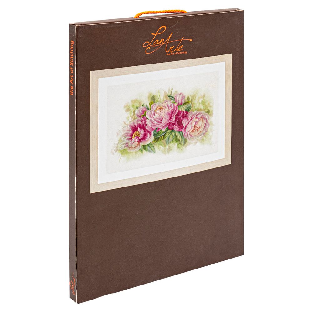 Набор для вышивания нитками Lanarte, Букет пионов 41х26см