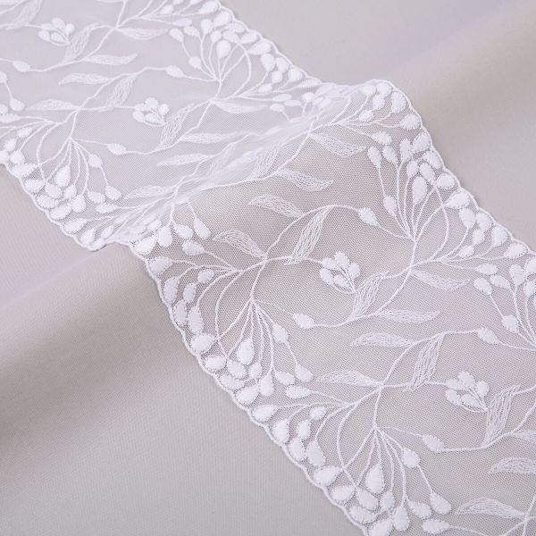 Кружево бельевое эластичное 170 мм / 10 м, белый, Gamma GKME-17002