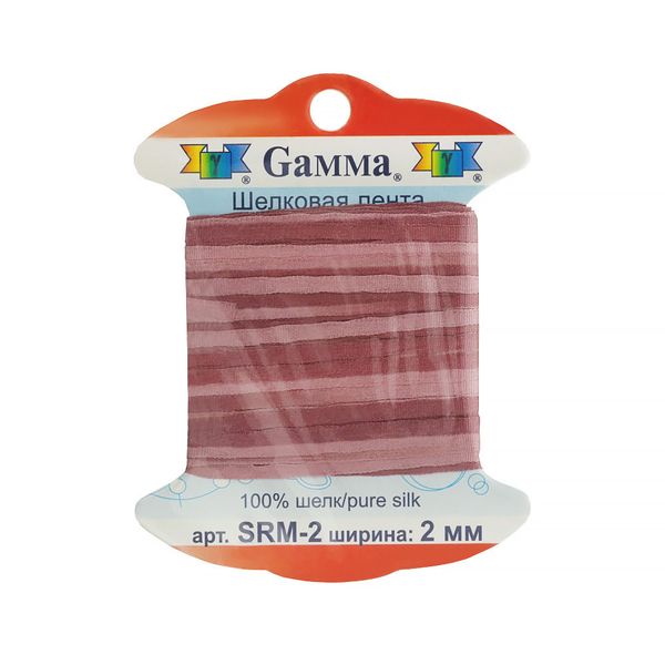 Лента (тесьма) шелковая 2.0 мм / 9.1±0.5 метров, M048 коричневый/т.коричневый, Gamma SRM-2