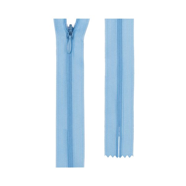 Молния спираль потайная плательная Т3 (3 мм) 1 зам., н/раз., 60 см, 10 шт, №319 голубой, Gamma G013P