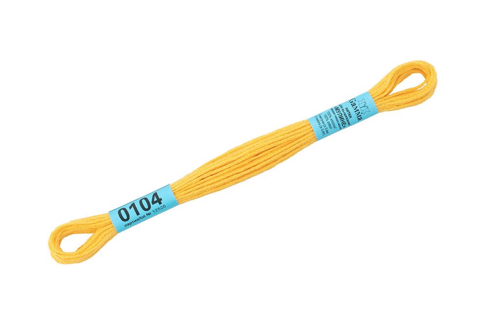 Мулине Gamma 100% хлопок, цв.0104 желтый, 24 мотка по 8 метров