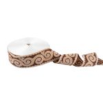 Лента (тесьма) жаккардовая 50.0 мм, / 25 метров, Орнамент для северных народов, рис 9605 белый/ч.роза/коричневый, Gamma С3775