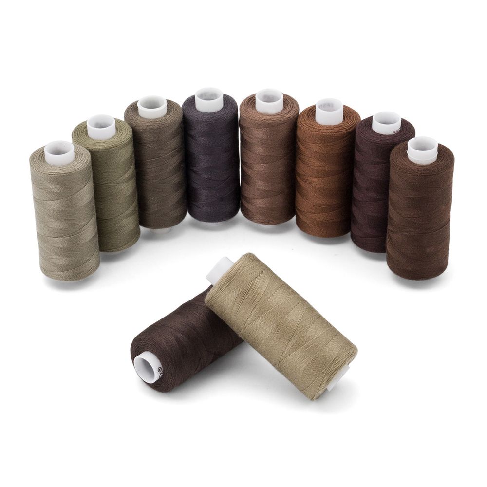 Швейные нитки (набор) 40/2, 10 кат. по 365м (400 ярд), Серо-коричневый микс, Bestex