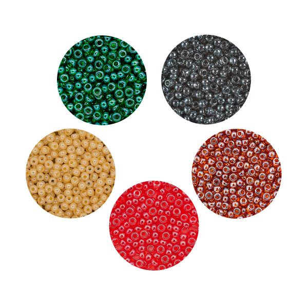 Набор бисера Preciosa 053, 5 цветов по 20 гр, № 10/0 (2.3 мм), диаметр 2,3 мм, 100 гр