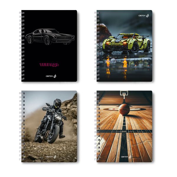 Тетрадь ученическая общая с двойной обложкой, A5 96 л. на гребне 65 г/м², белизна 100 %, 4 шт, клетка, 01211 Движение на опережение, Светоч Т118