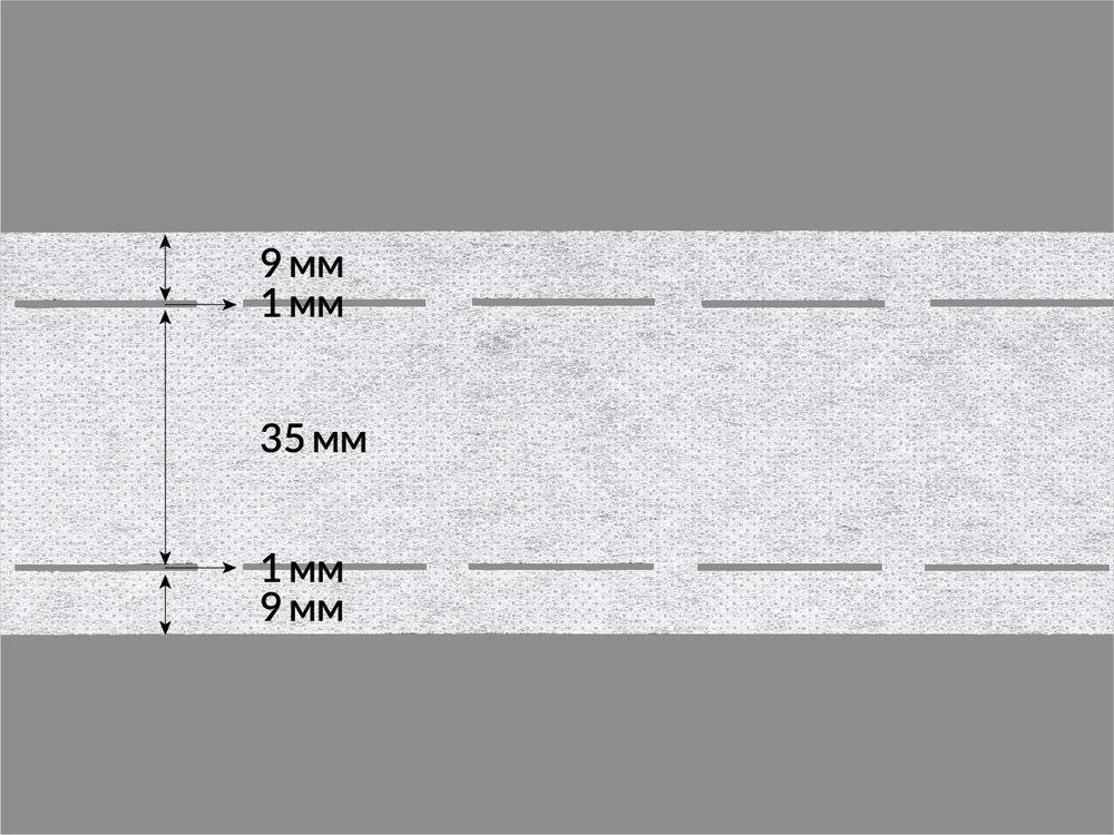 Лента корсажная клеевая перфорированная 55.0 мм / 200 метров, 50 г/м², цв. белый, 20150 9/1/35/1/9, БрючникоФФ