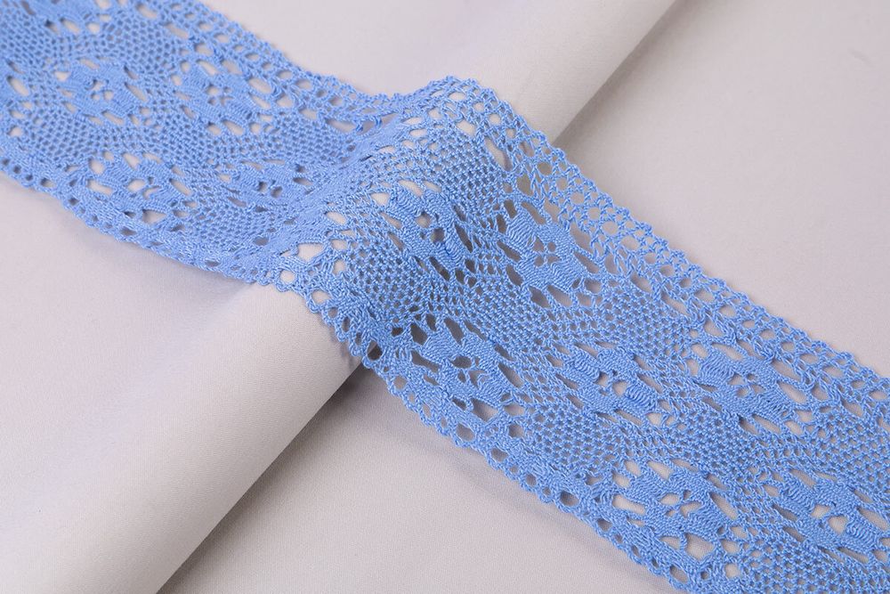 Кружево вязаное (тесьма) широкое 120-125 мм / 25 м, голубой, Gamma С3749Г17(рис.125.01.038)