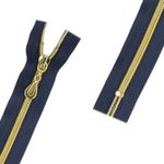 Молния спираль (витая) Т5 (5 мм) 1 зам., н/раз., 14 см, с напылением, 318G т.синий / золото, G105S Gamma, 10 шт