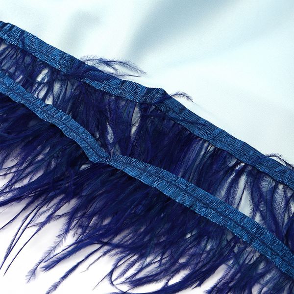 Перья на ленте Страус 8 см, FBY-08-043, цв. синий, 2м