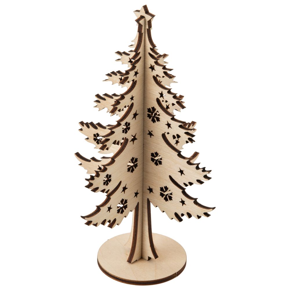 Заготовка из фанеры на подставке, 15 см, 01 Ель со звездой, Mr.Carving КЛ-15