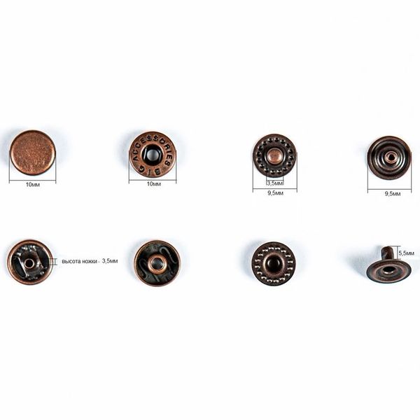 Кнопка Альфа (S-образная) ⌀10.0 мм, ≈100 шт, нерж.сплав, т/медь, BIG