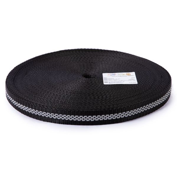 Стропа (ременная лента) 25 мм / 30 метров, [22.21 г/пог.м], 88% п/п, 12% СВП, черный, Gamma р.4906