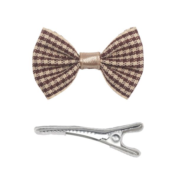 Набор Б-001 мини бантик+заколка 33мм/35мм (коричневый/белый) 29352