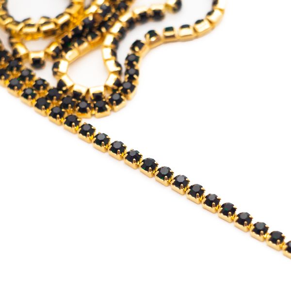 Стразы на цепи 2 мм, 9.14 метров, зеленый, SS6,5