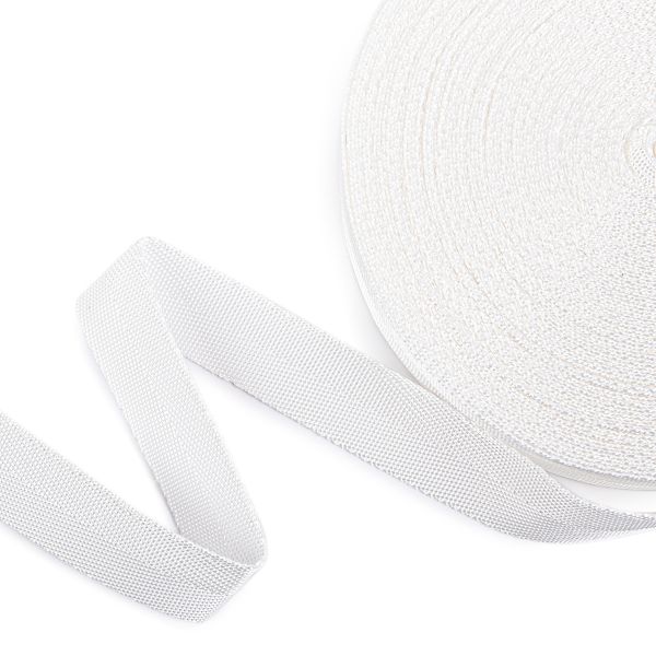 Стропа (ременная лента) 25 мм / 25 метров, толщ. 0.91 мм, [14.4 г/пог.м], 100% п/п, белый, Gamma 3074