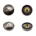 Часть кнопки 5/22 темное серебро мет. сфера с цветком, 20 шт