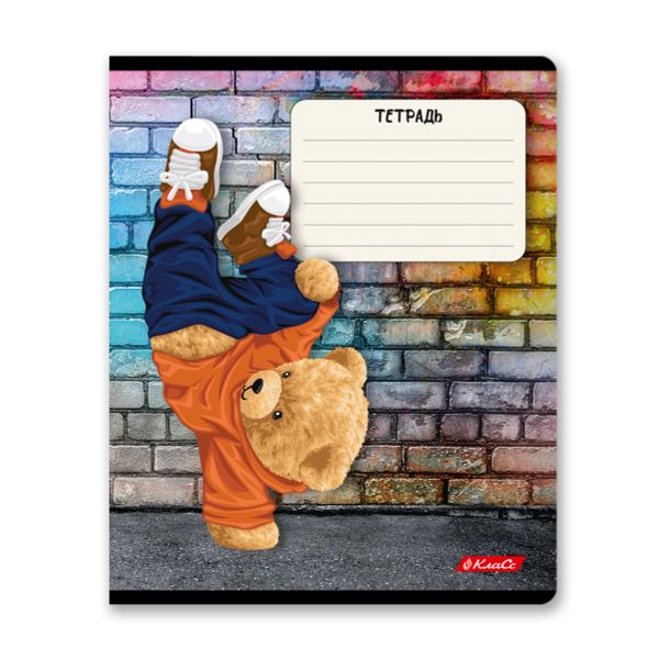 Тетрадь ученическая школьная, выборочный лак, A5+ 18 л. на скобе 65 г/м², белизна 100%, 20 шт, клетка, 000711 Миша хип-хоп, Светоч 18ТЕТк-003