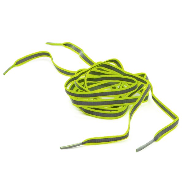 Шнурки плоские светоотражающие 8 мм, 90см, желт.серый