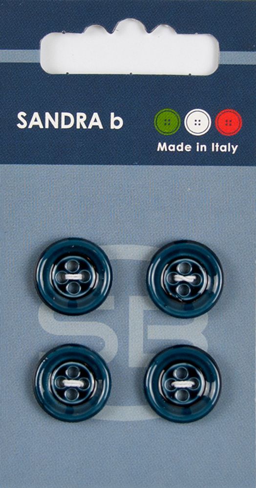 Пуговицы Sandra, 15 мм, 4 шт, керамика, синий