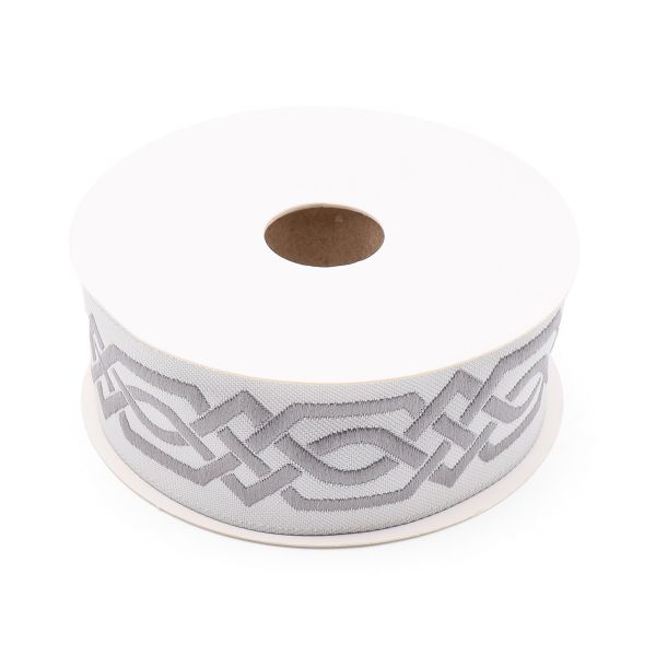 Лента (тесьма) жаккардовая 35.0 мм / 10±0.5 метров, бордюр Кельтский орнамент 35272 V4 серый