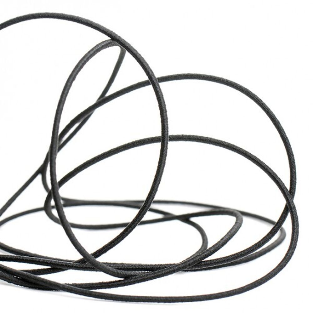Резинка шляпная (шнур эластичный) 1.5 мм / 100 метров, 01 черный, Safisa (Spiral)