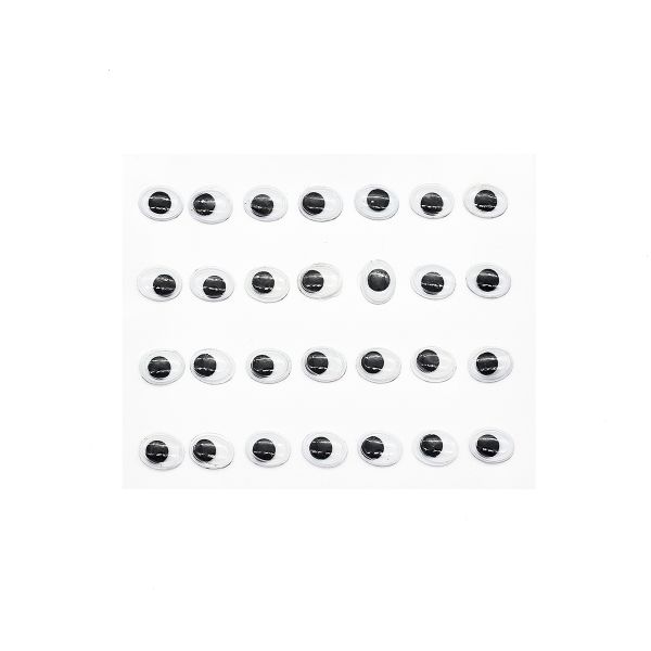 Глазки бегающие овальные на клеевой основе 8*10 мм, 28 штак, ч/б, Astra&Craft