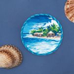 Набор для вышивания нитками Panna Живая картина JK-2298, Брошь. Море, 5.5х5.5 см