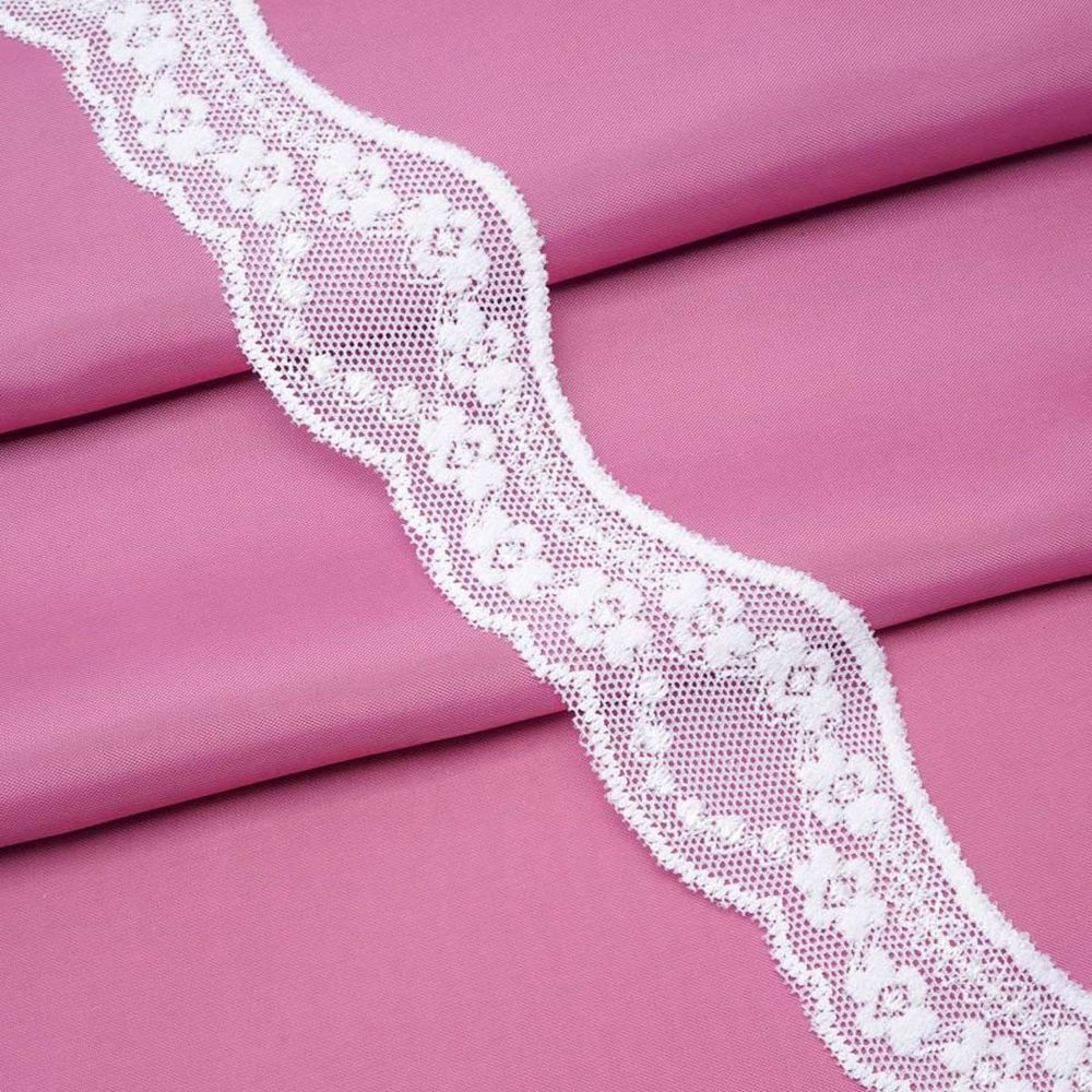 Кружево эластичное (стрейч) 40 мм, белый, 15 м