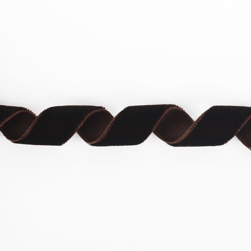 Лента бархатная (тесьма) 12.0 мм / 16.5±1 метра, 100 т.коричневый, Blitz VR-12