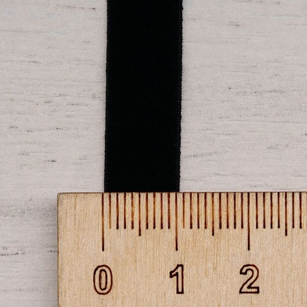 Лента бархатная (тесьма) эластичная 10.0 мм / 32.9±2 метров, 03 черный