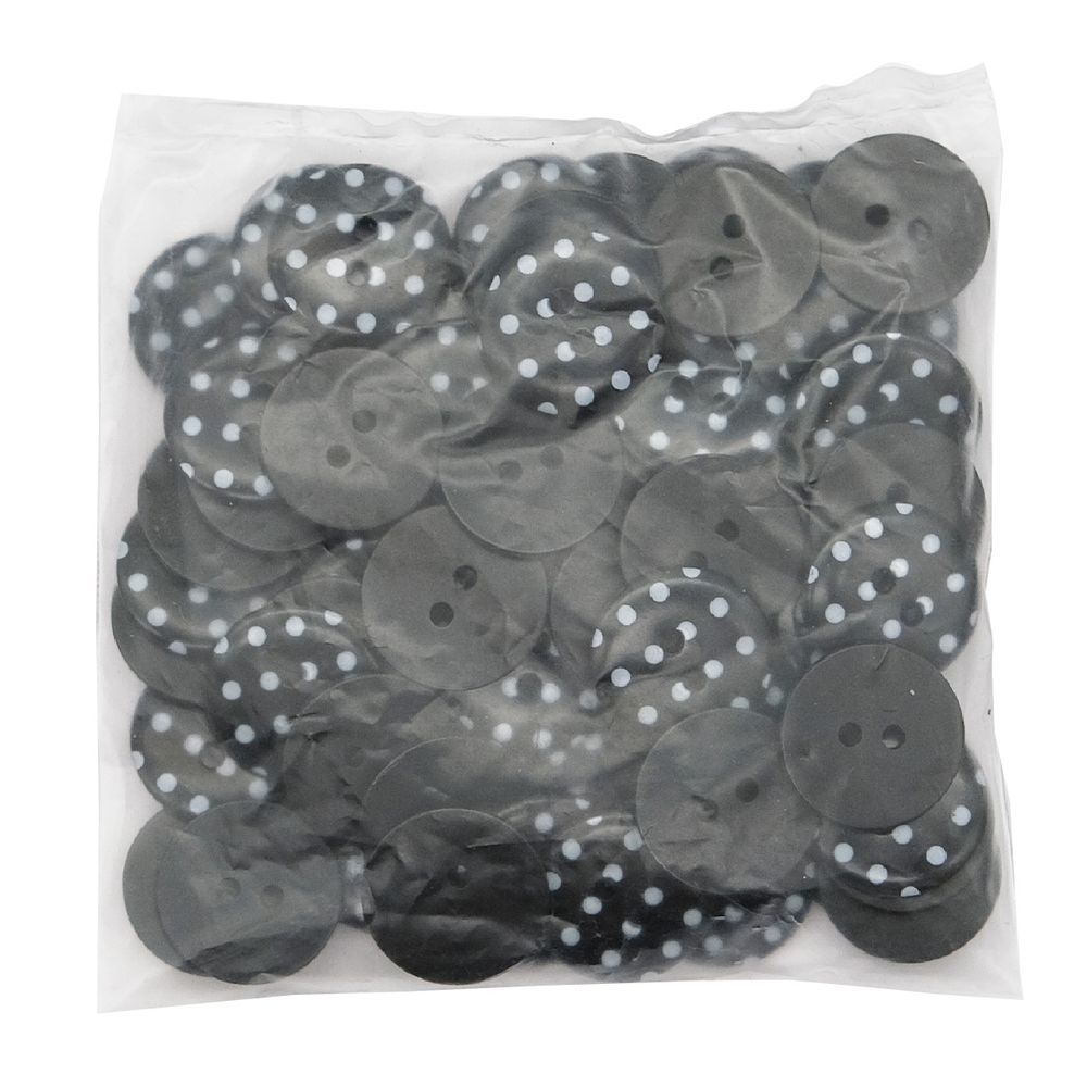 Пуговицы детские Горошек 28L (990 черно-белый) Q7125-FSS, 72 шт