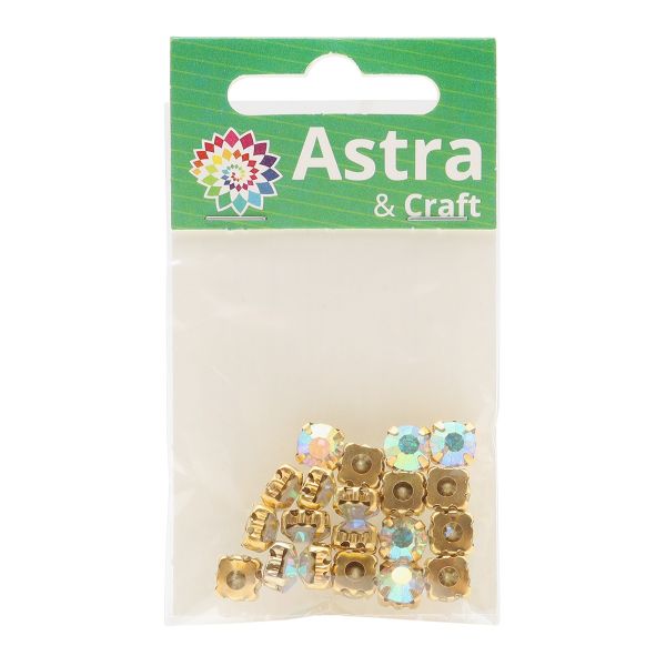 Хрустальные стразы в цапах/золото, 8мм, 20 шт/упак, Astra&Craft (42 прозрачный AB), 4AR167/168